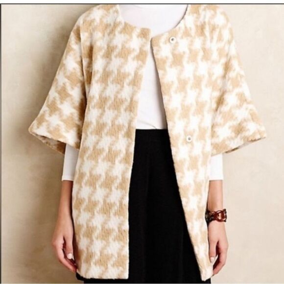 Elevenses Anthropologie Houndstooth wrap coat size M/L - Picture 1 of 8
